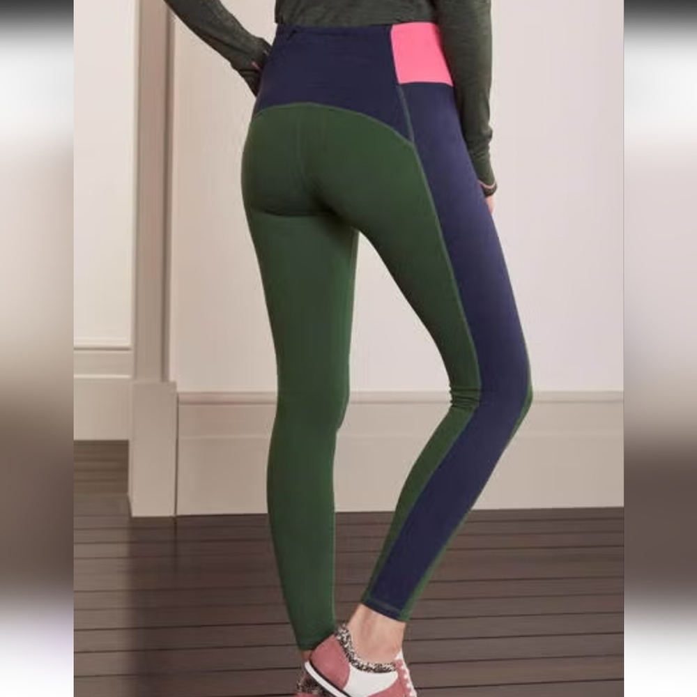 Boden Colorblock Leggings in Green, Pink, and Navy Size 12